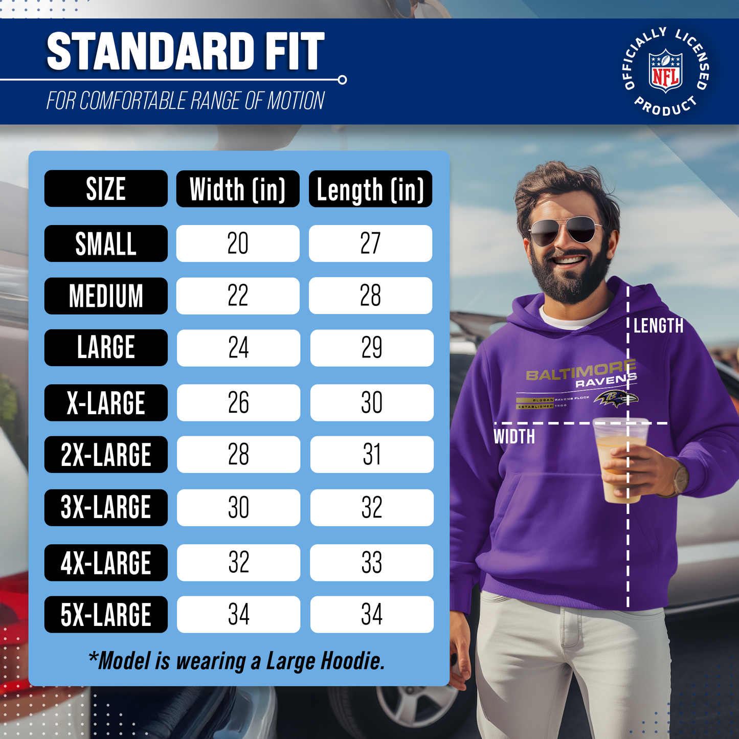 Baltimore Ravens Adult NFL Speed Stat Sheet Fleece Hooded Sweatshirt - Purple