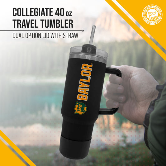 Baylor Bears College & University 40 oz Travel Tumbler With Handle - Black