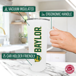 Baylor Bears NCAA Stainless Steel 20oz Roadie With Handle & Dual Option Lid With Straw - White