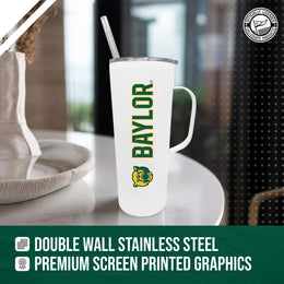 Baylor Bears NCAA Stainless Steel 20oz Roadie With Handle & Dual Option Lid With Straw - White