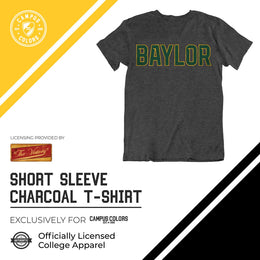 Baylor Bears Campus Colors NCAA Adult Cotton Blend Charcoal Tagless T-Shirt - Charcoal
