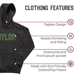 Baylor Bears NCAA Adult Cotton Blend Charcoal Hooded Sweatshirt - Charcoal