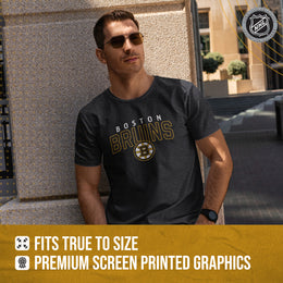 Boston  Bruins NHL Adult Powerplay Heathered Unisex T-Shirt - Black Heather