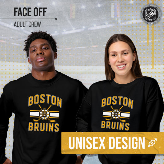 Boston  Bruins Adult NHL Faceoff Hockey Fleece Crewneck Sweatshirt - Black