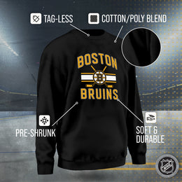 Boston  Bruins Adult NHL Faceoff Hockey Fleece Crewneck Sweatshirt - Black