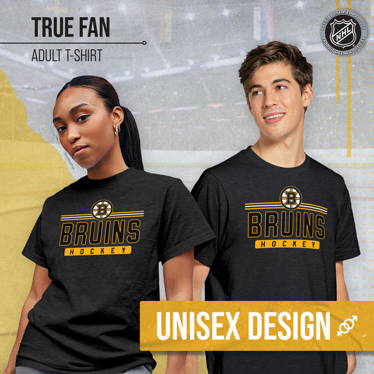 Boston  Bruins Adult NHL Heather Charcoal True Fan Hockey T-Shirt - Charcoal