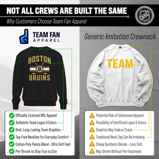 Boston  Bruins Adult NHL Faceoff Hockey Fleece Crewneck Sweatshirt - Black