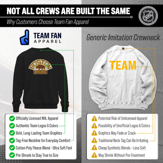 Boston  Bruins Adult NHL Retro Logo Hockey Fleece Crewneck Sweatshirt - Black Heather