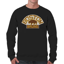 Boston  Bruins Adult NHL Retro Logo Hockey Fleece Crewneck Sweatshirt - Black Heather