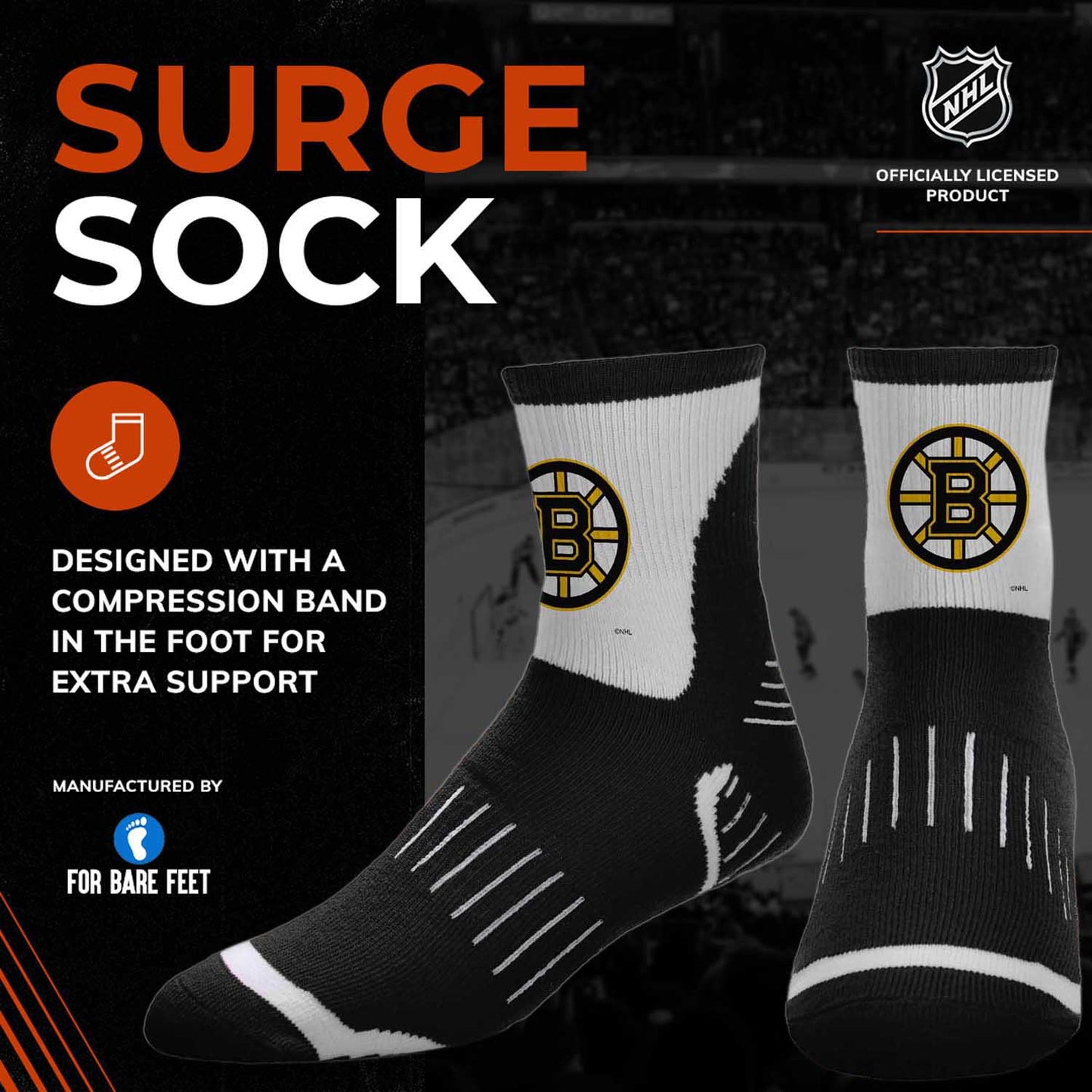 Boston  Bruins NHL Youth Surge Socks - Black