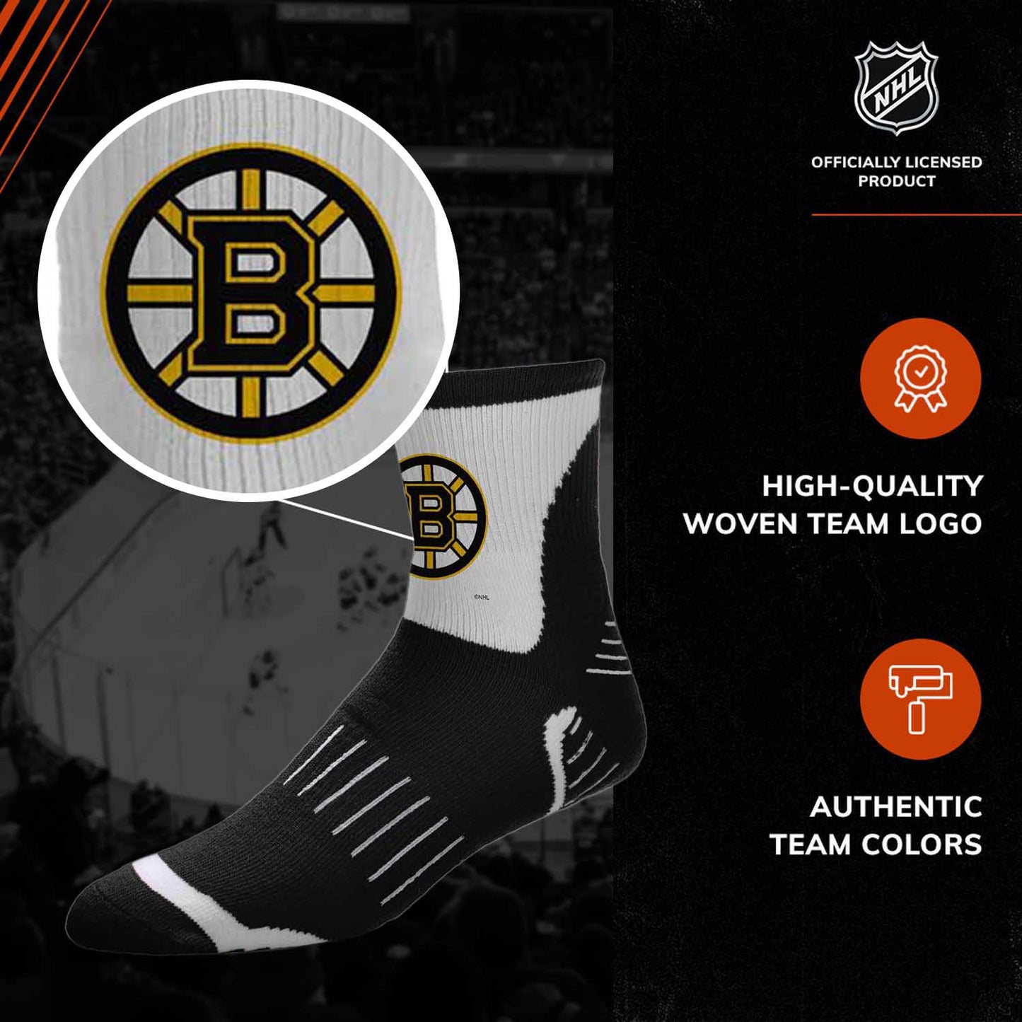 Boston  Bruins NHL Youth Surge Socks - Black