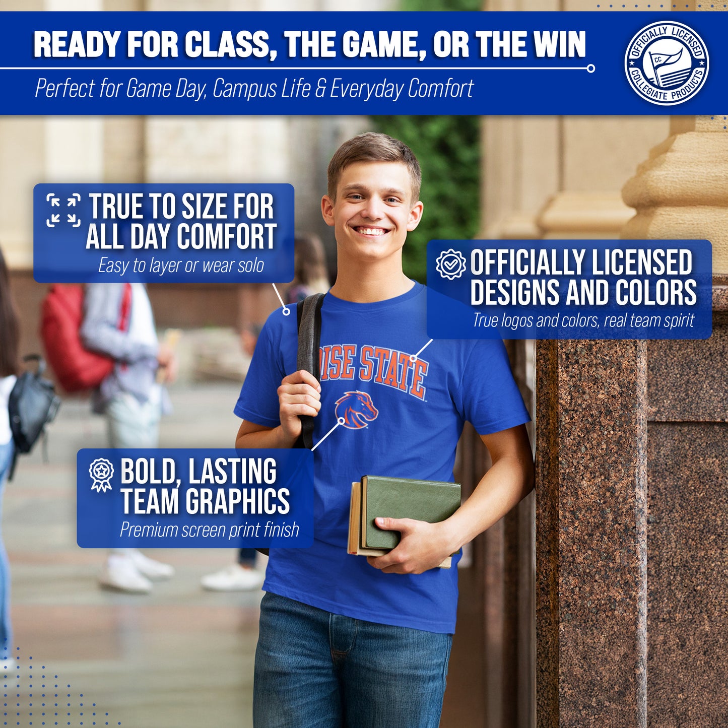 Boise State Broncos NCAA Adult Gameday Cotton T-Shirt - Royal