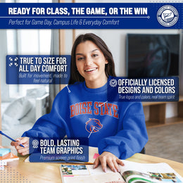 Boise State Broncos Adult Arch & Logo Soft Style Gameday Crewneck Sweatshirt - Royal