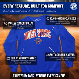 Boise State Broncos NCAA Adult Tackle Twill Crewneck Sweatshirt - Royal