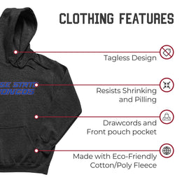 Boise State Broncos NCAA Adult Cotton Blend Charcoal Hooded Sweatshirt - Charcoal
