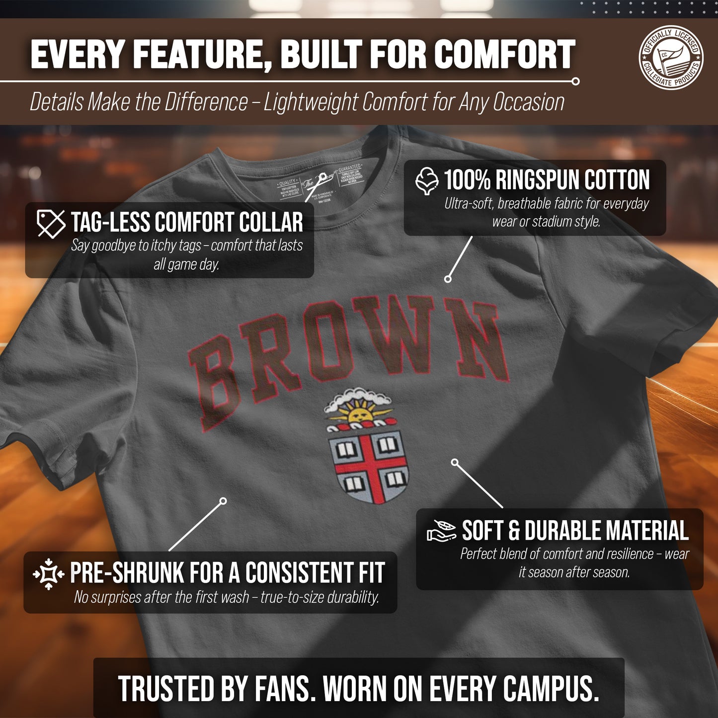 Brown Bears NCAA Adult Gameday Cotton T-Shirt - Gray