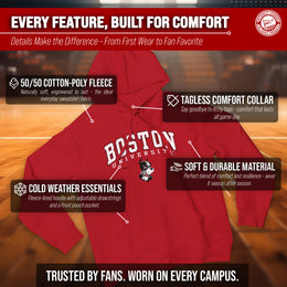 Boston Terriers Adult Arch & Logo Soft Style Gameday Hooded Sweatshirt - Red