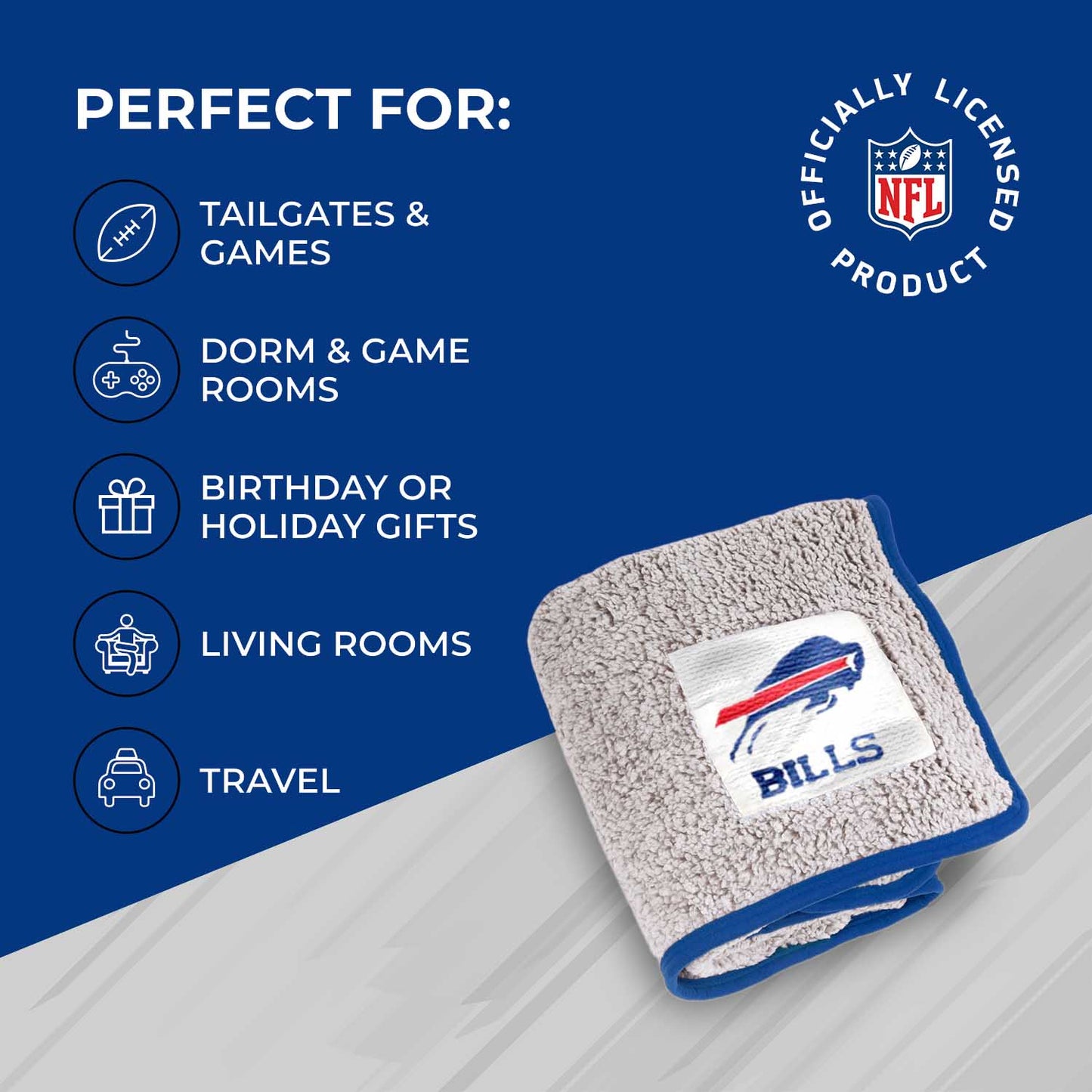 Buffalo Bills NFL Silk Touch Sherpa Throw Blanket - Royal