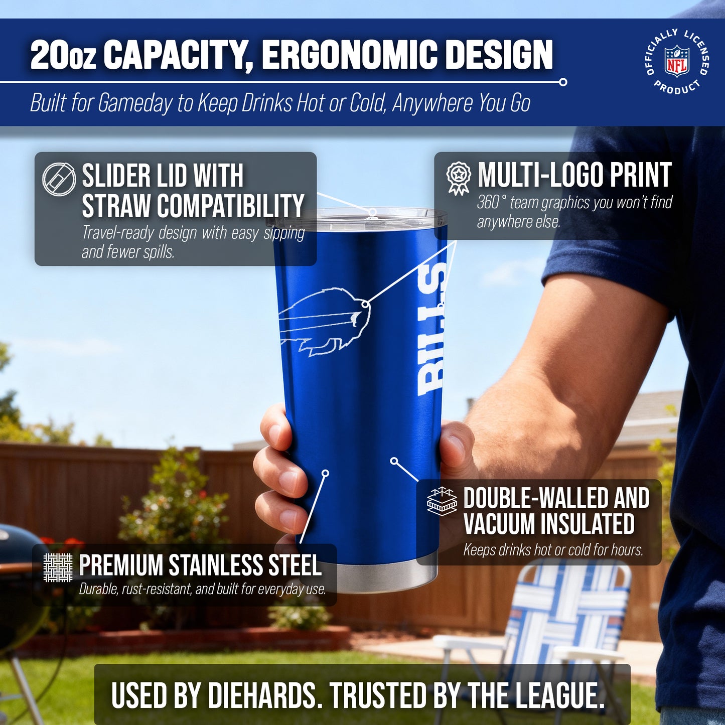 Buffalo Bills NFL 20oz Gameday Stainless Steel Tumbler - Royal