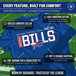 Buffalo Bills NFL Adult Modern Endzone Tag-Less T-Shirt - Royal