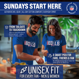 Buffalo Bills NFL Adult Modern Endzone Tag-Less T-Shirt - Royal