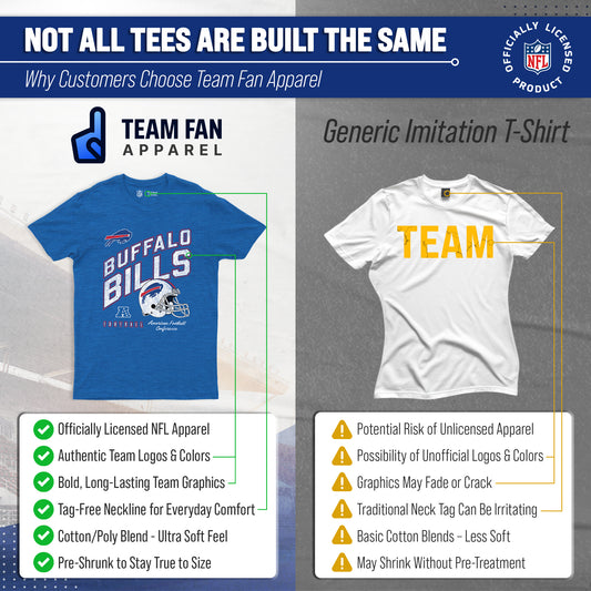 Buffalo Bills NFL Adult Distressed Helmet Tag-Less T-Shirt - Royal Heather