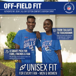 Buffalo Bills NFL Adult Distressed Helmet Tag-Less T-Shirt - Royal Heather