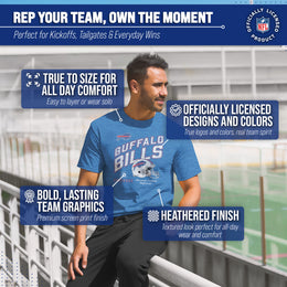 Buffalo Bills NFL Adult Distressed Helmet Tag-Less T-Shirt - Royal Heather