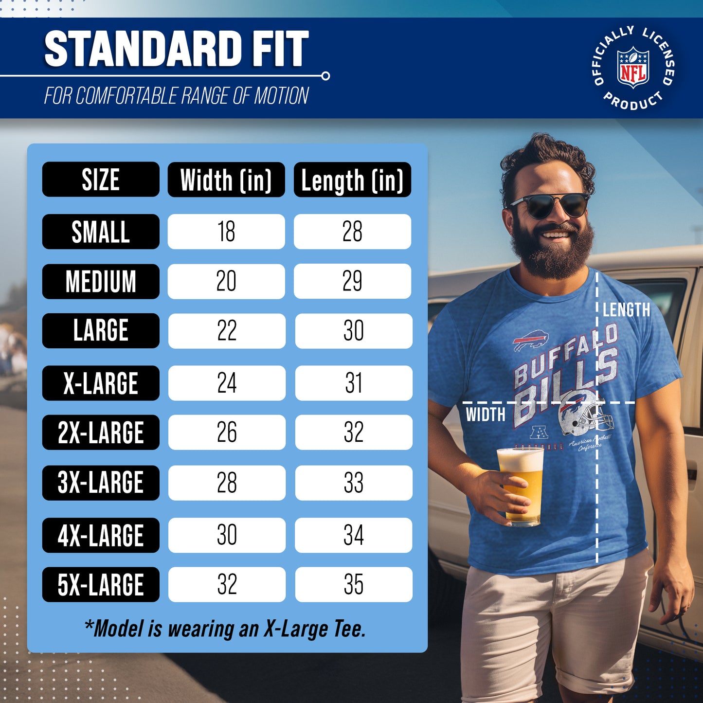 Buffalo Bills NFL Adult Distressed Helmet Tag-Less T-Shirt - Royal Heather