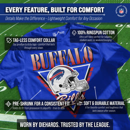 Buffalo Bills NFL Adult Retro Triangle Unisex T-Shirt - Royal