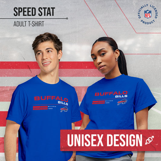 Buffalo Bills Adult NFL Speed Stat Sheet T-Shirt - Royal