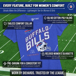 Buffalo Bills NFL Womens Distressed Helmet Tag-Less Soft T-Shirt - Royal Heather