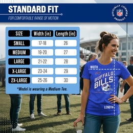 Buffalo Bills NFL Womens Distressed Helmet Tag-Less Soft T-Shirt - Royal Heather
