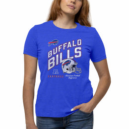 Buffalo Bills NFL Womens Distressed Helmet Tag-Less Soft T-Shirt - Royal Heather
