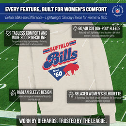 Buffalo Bills NFL Womens Vintage Charm French Terry Slouchy Top - Birch