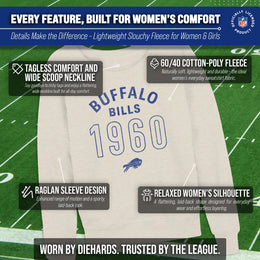 Buffalo Bills NFL Womens Big Date Slouchy Crewneck - Natural