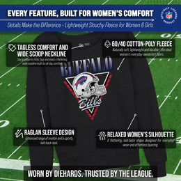 Buffalo Bills NFL Womens Retro Triangle Slouchy Crewneck - Heather Charcoal