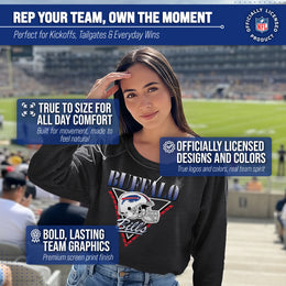 Buffalo Bills NFL Womens Retro Triangle Slouchy Crewneck - Heather Charcoal