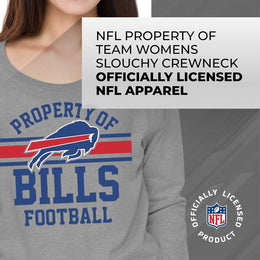 Buffalo Bills NFL Womens Property of Lighweight Crew Neck - Sport Gray
