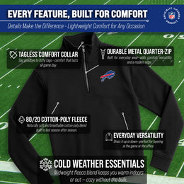 Buffalo Bills NFL Adult Unisex Team Logo Quarter Zip Pullover Sweatshirt - Black