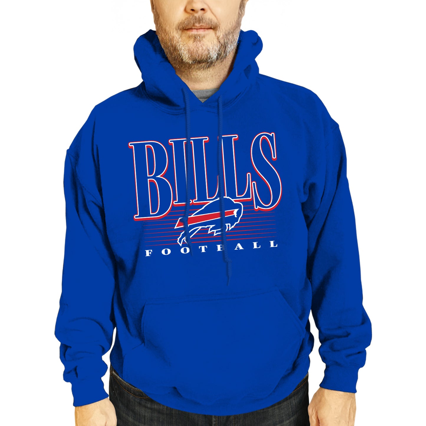 Buffalo Bills NFL Adult Unisex Overtime Blueprint Soft Fleece Hooded Sweatshirt - Royal