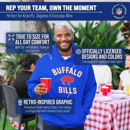 Buffalo Bills NFL Adult Unisex Retro Gameday Ultra Soft Fleece Hooded Sweatshirt - Royal