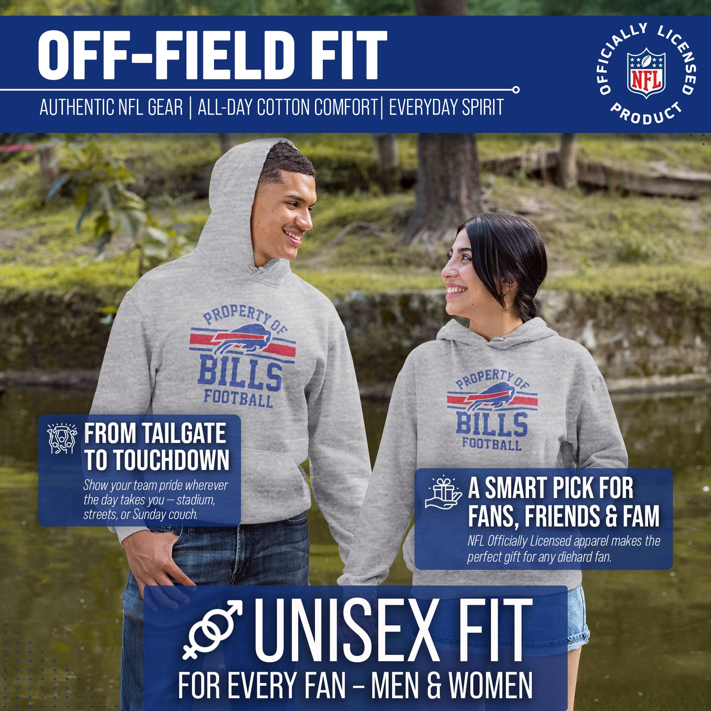 Buffalo Bills NFL Adult Property Of Hooded Sweatshirt - Sport Gray