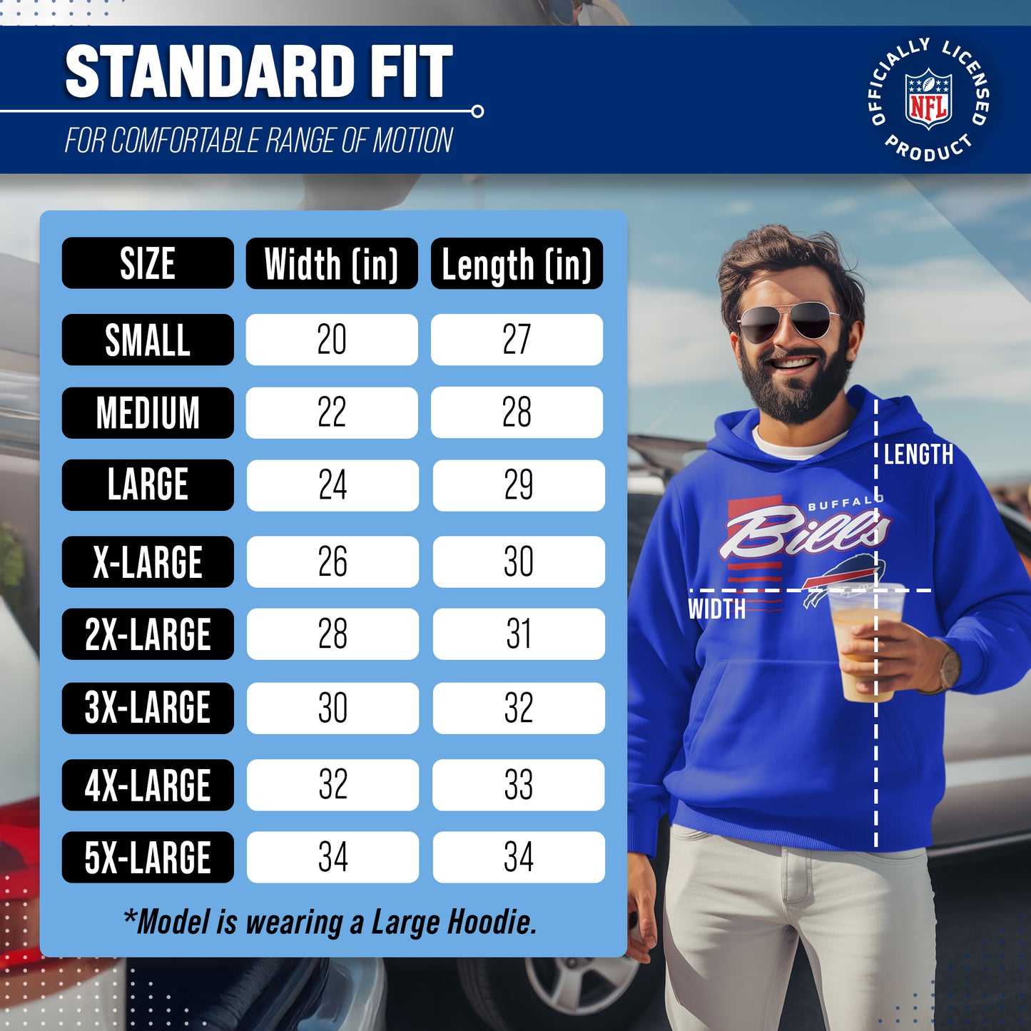 Buffalo Bills NFL Adult Unisex Retro Script Ultra Soft Fleece Hooded Sweatshirt - Royal