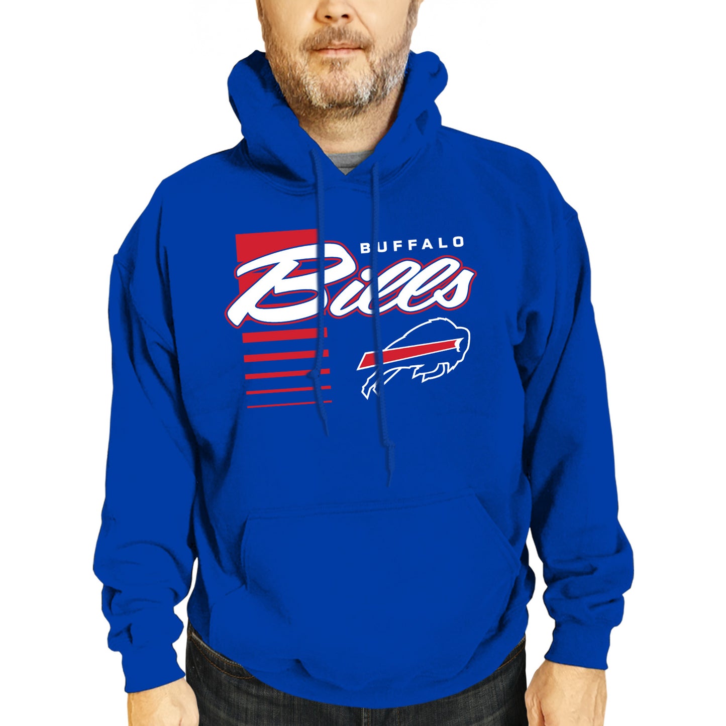 Buffalo Bills NFL Adult Unisex Retro Script Ultra Soft Fleece Hooded Sweatshirt - Royal