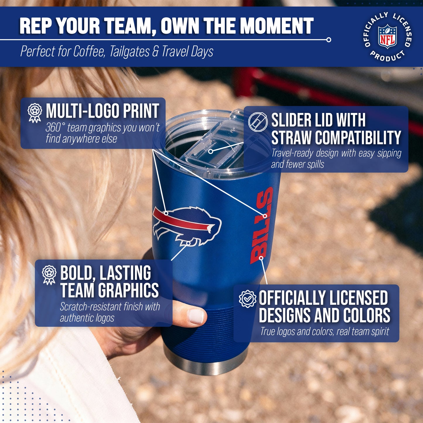 Buffalo Bills NFL 30oz Gameday Stainless Steel Tumbler - Royal