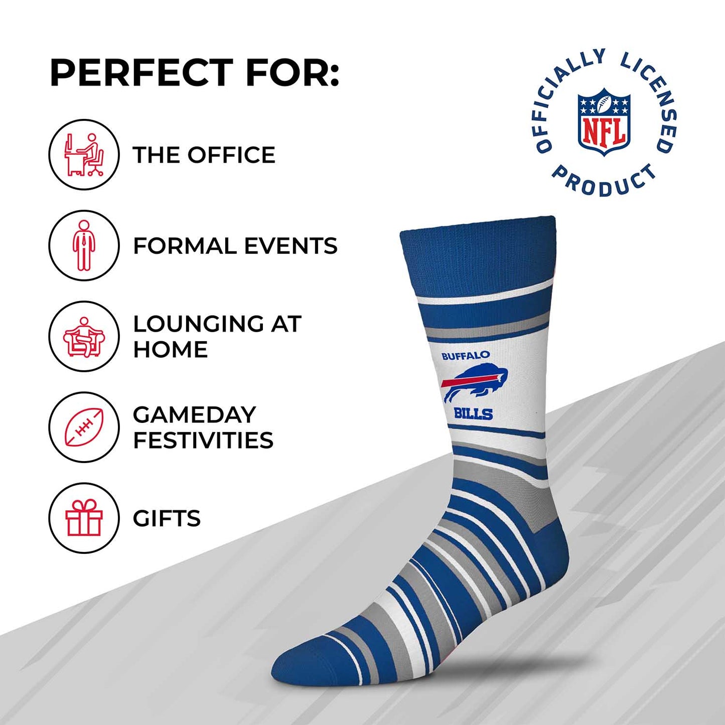 Buffalo Bills NFL Adult Striped Dress Socks - Blue