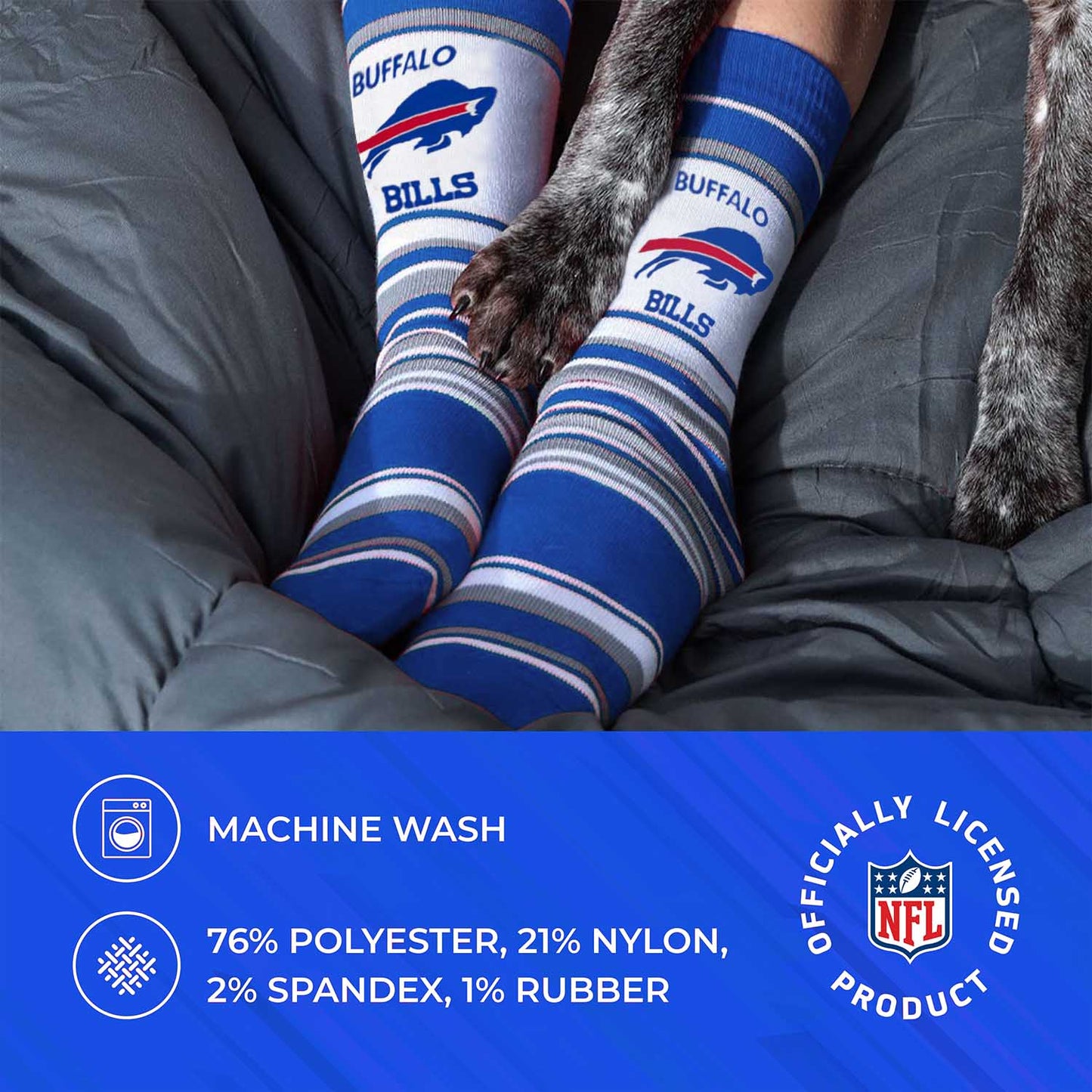 Buffalo Bills NFL Adult Striped Dress Socks - Blue
