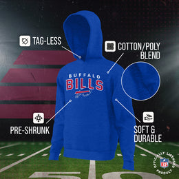 Buffalo Bills NFL Youth Starting Fresh Hoodie- Pro Football Sweatshirt for Boys and Girls - Royal