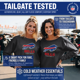 Buffalo Bills Women's NFL Ultimate Fan Logo Slouchy Crewneck -Tagless Fleece Lightweight Pullover - Charcoal
